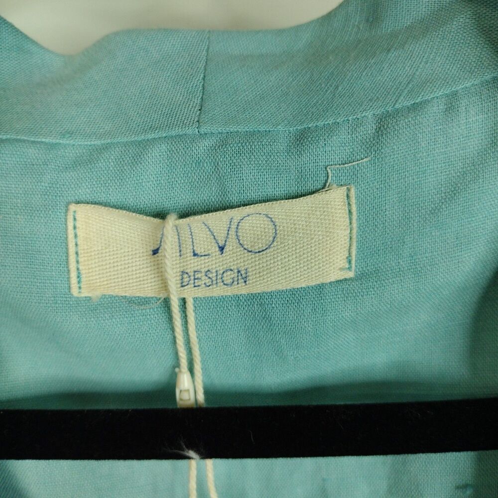 NEW Silvo Design Aqua Blue Linen 2 Button Front Blazer Jacket Women’s Sz S - Picture 4 of 7